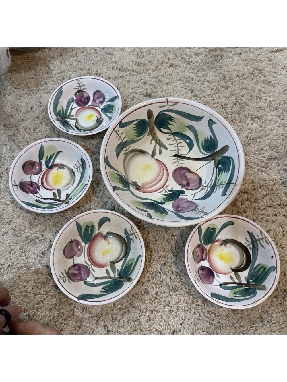 Ironstone  11” Versatile Bowl with 4 bowls Oven/Dishwasher Safe & Hand Painted